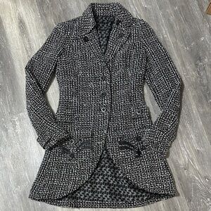 Elegant Black and White Tweed Blazer